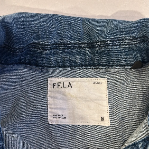 FFLA Five Four Los‎ Angeles Bridge Denim Jean Jacket Men’s medium Indigo EUC - Picture 2 of 5